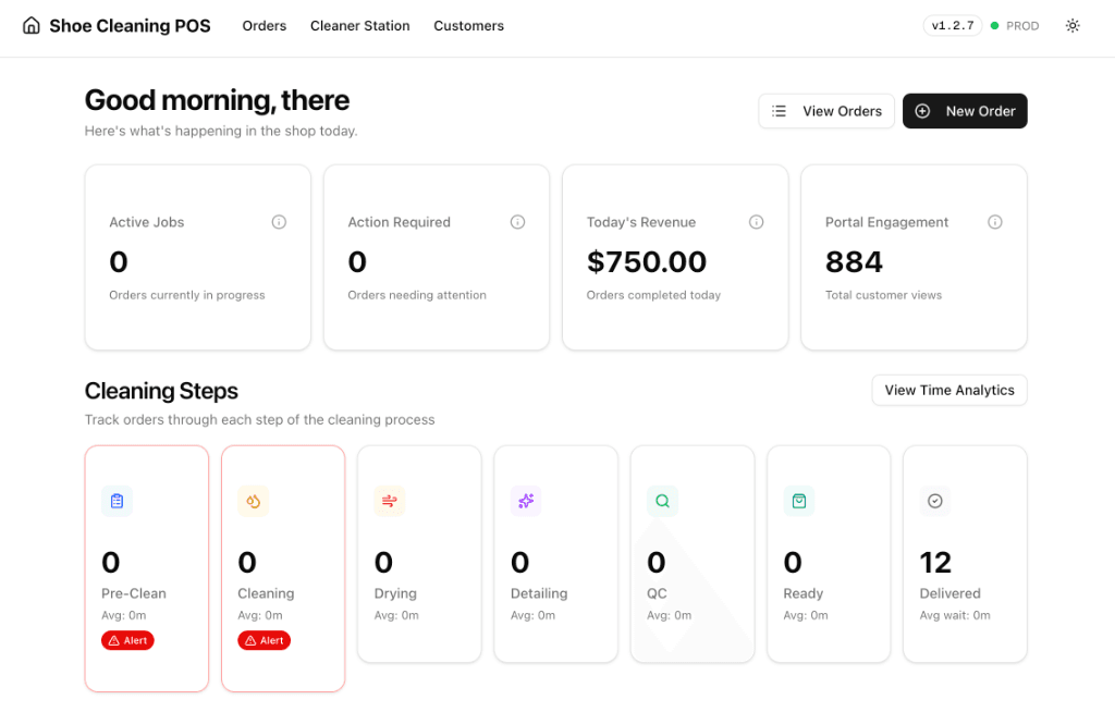 Modern CleaningPOS Dashboard